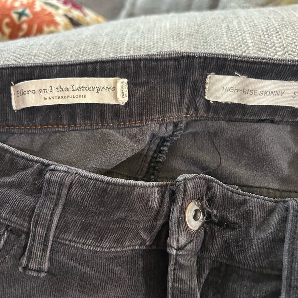Pilcro x Anthropologie Charcoal Grey Corduroy High Rise Pants - Picture 7 of 7